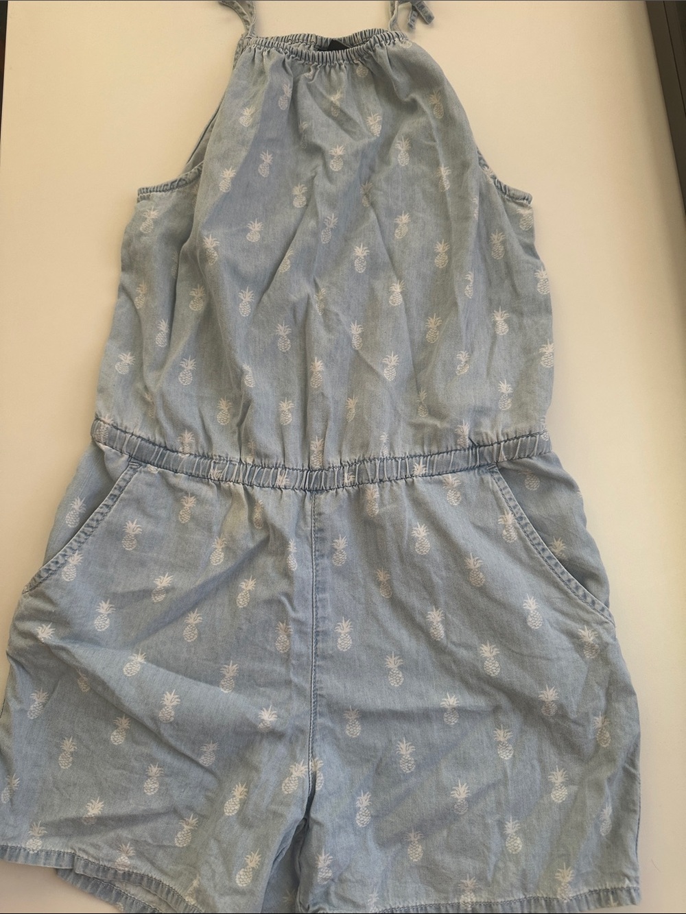 GAP Light Blue Pineapple-Print Girls' One-Piece Romper
